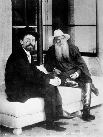 Chekhov and Tolstoy, late 19th century by Unbekannt