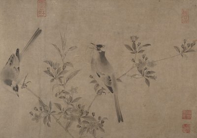 Chinese Bulbuls on Flowering Cherry-Apple by Unbekannt