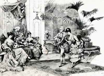 Court dance in Rococo costume. circa 1900 by Unbekannt