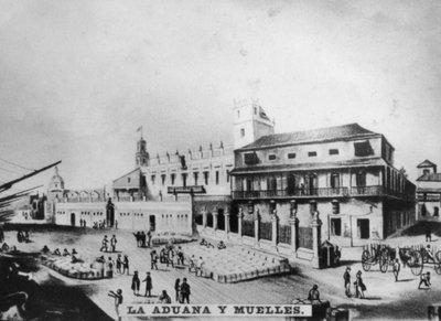 Customs house and wharves, Havana, Cuba, 1841 by Unbekannt