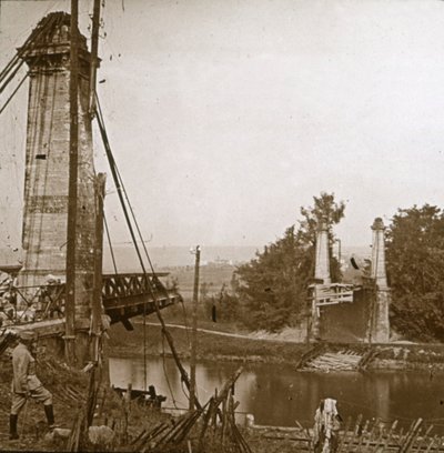 Damaged Bridge, Dormans, Northern France, c1914-c1918 by Unbekannt