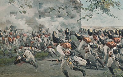 Defence of the Granary at Essling, 1809 by Unbekannt