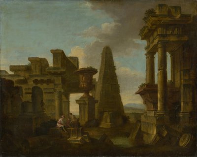 Dice Players in Romantic Ruins by Unbekannt