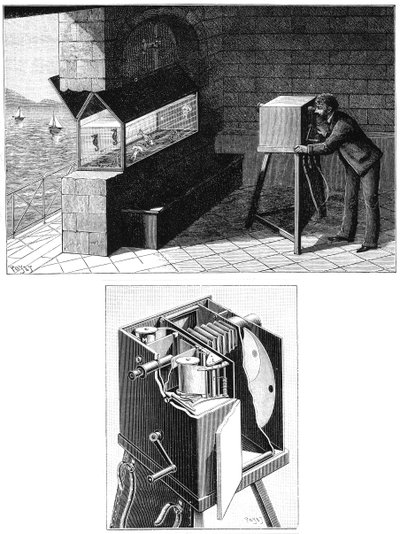Etienne Jules Marey 1830-1903, with cine camera by Unbekannt