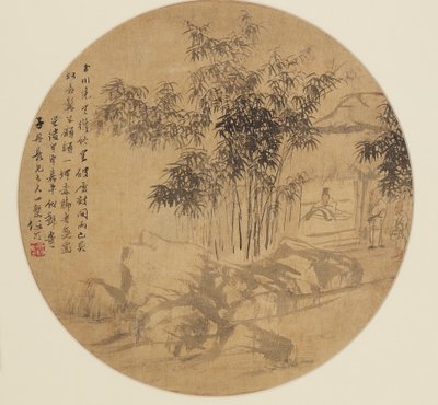 Fan painting - Landscape, 19th century by Unbekannt