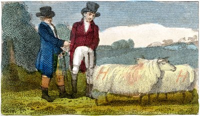 Farmers Discussing Dishley New Leicester Sheep, 1822 by Unbekannt