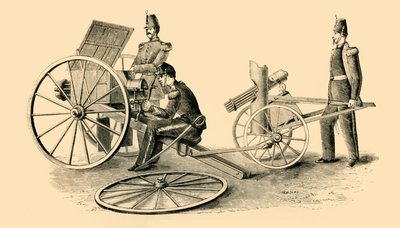 French Mitrailleuse in Action, c. 1872 by Unbekannt
