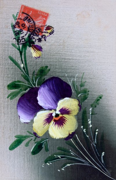 French Flower Postcard by Unbekannt