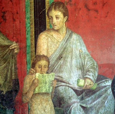 Fresco Detail, Young Girl Reading by Unbekannt