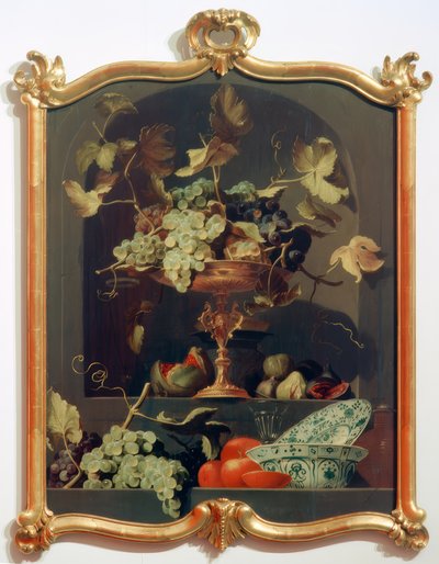Fruit Still Life with a Bowl of Grapes in a Wall Niche by Unbekannt