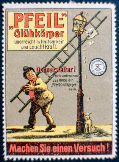 German gas mantle advertising label by Unbekannt