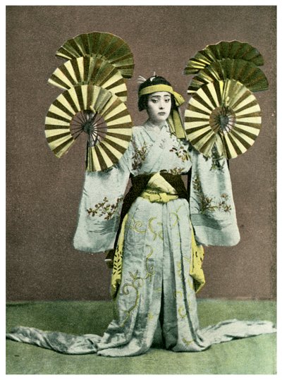 Girl Performing a Fan Dance, Japan by Unbekannt