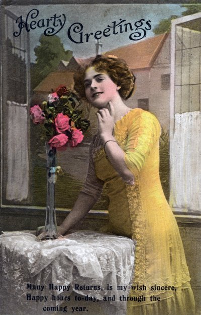 Hearty Greetings, Birthday Card, c1918 by Unbekannt