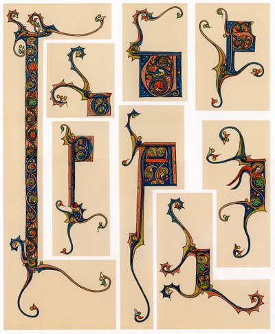 Illuminated initial letters, 13th century by Unbekannt