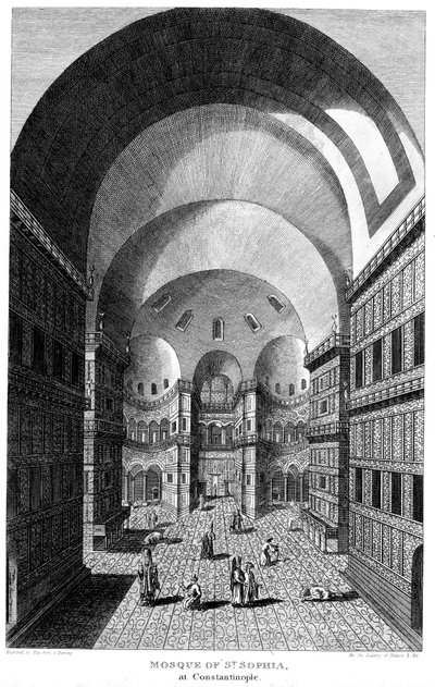 Interior of Hagia Sophia, Constantinople, Engraving, 1815 by Unbekannt