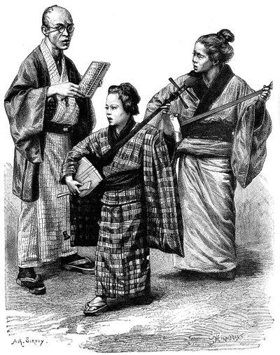 Japanese Musicians and a Dealer, 1895 by Unbekannt