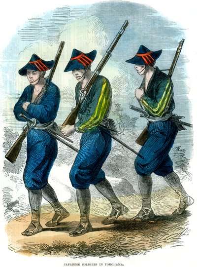 Japanese Soldiers in Yokohama, Japan by Unbekannt