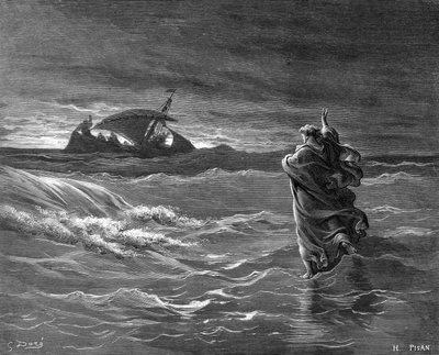 Jesus walking on the water, 1866 by Unbekannt