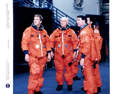 John H Glenn and crew members by Unbekannt