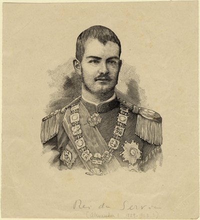 King Aleksandar of Serbia 1876-1903, c. 1889 by Unbekannt
