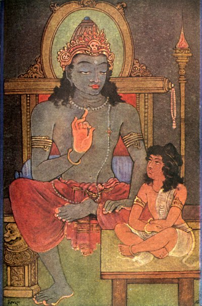 Krishna instructing Arjuna by Unbekannt