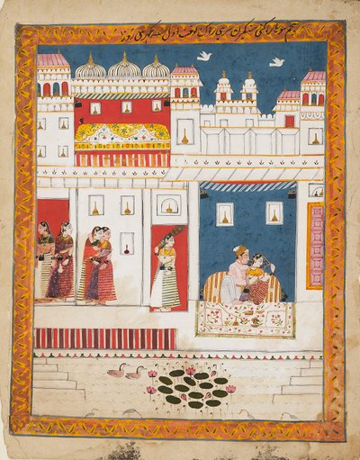 Lovers in a palace scene by Unbekannt