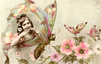 Girl in a Butterfly by Unbekannt