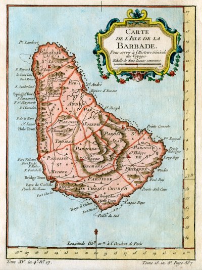 Map of Barbados, 1758 by Unbekannt