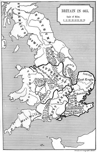 Map of Britain in 665 by Unbekannt