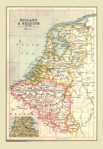 Map of Holland and Belgium by Unbekannt