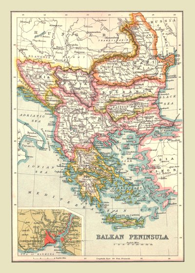 Map of the Balkan Peninsula, 1902 by Unbekannt