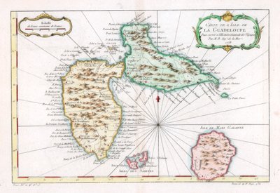Map of the Caribbean Island of Guadeloupe, c1764 by Unbekannt
