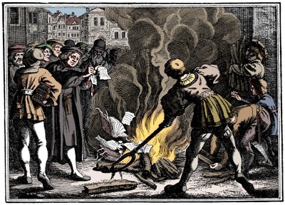 Martin Luther burning the Papal Bull by Unbekannt