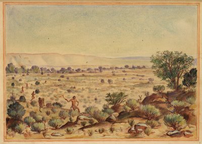 Men Hunting Rabbits by Unbekannt