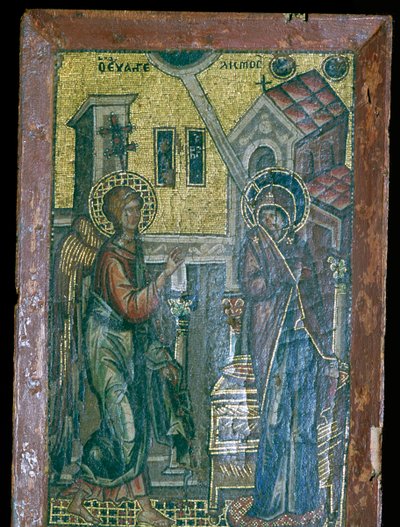 Miniature Byzantine Mosaic of the Annunciation, 14th Century by Unbekannt