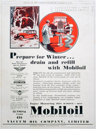 Mobiloil Motor Oil Advert by Unbekannt