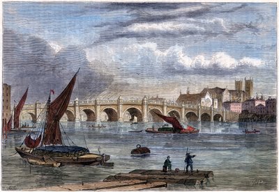 Old Westminster Bridge in 1754, 19th Century by Unbekannt