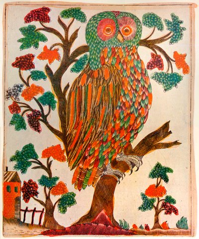 Owl, Lubok print by Unbekannt