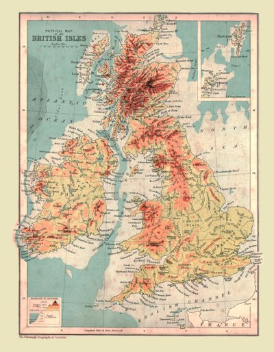 Physical Map of the British Isles by Unbekannt