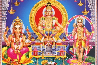 Hindu Gods Ganesh, Ayappa & Subramania, India by Unbekannt