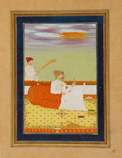 Prince seated on terrace with attendant by Unbekannt