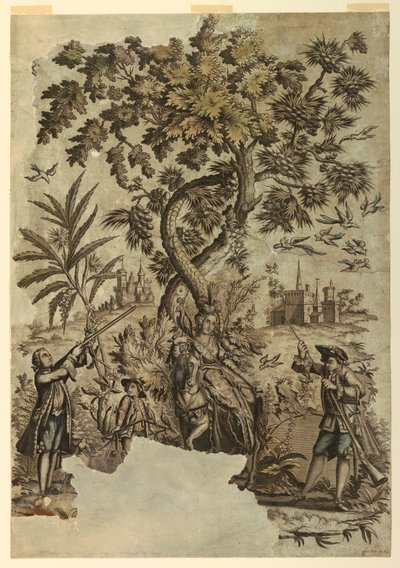 Print, Bird Hunt, 1730-50 by Unbekannt