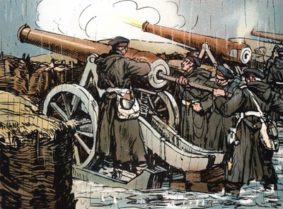 Prussian Artillery Battery in Action, Franco-Prussian War, 1870-1871 by Unbekannt