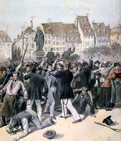 Rioting in Place Kléber, Strasbourg, 1893 by Unbekannt