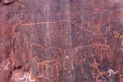 Rock paintings at Inchalt, Ghat, Libya by Unbekannt