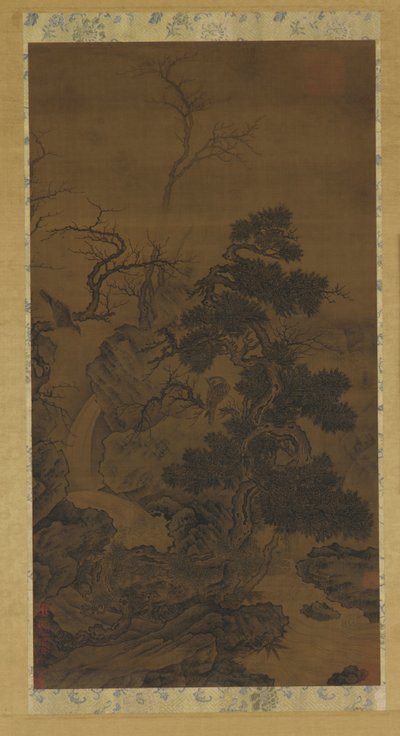 Rocks, trees, brook, and hawks, 14th century by Unbekannt