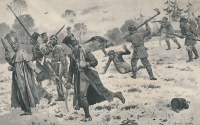 Russian Peasants Attacking French Stragglers, 1812 by Unbekannt