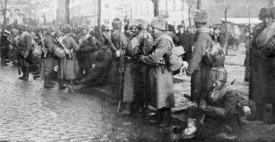 Russian Siberian Infantry Troops in Warsaw, Poland by Unbekannt