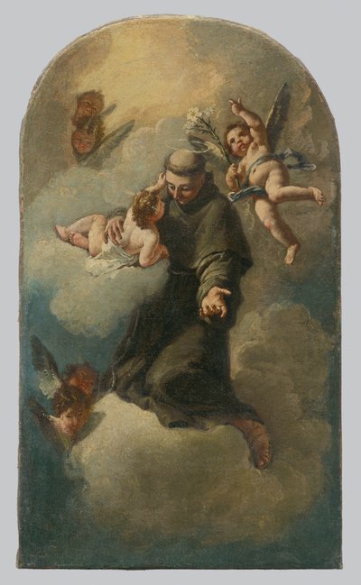 Saint Anthony on a Cloud Surrounded by Angels by Unbekannt