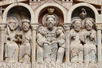 Sainte Foy abbey church tympanum: Abraham, Conques, France by Unbekannt